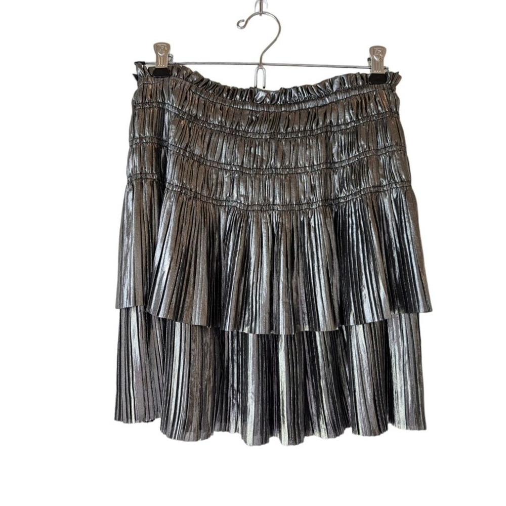 Current Air Metallic Tiered Pleated Mini Skirt Anthropologie Small - Picture 2 of 5